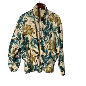 Vintage East West Silks 100% Silk Full Zip Jacket with Fall Vibes- Size Medium